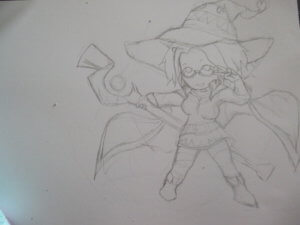 水彩色鉛筆・イラスト。ブログのイメージキャラを『このすば』めぐみん風に描いてみた。