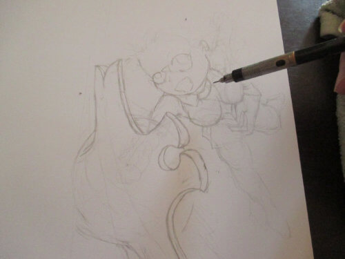 Fate/Grand Order -絶対魔獣戦線バビロニア　水彩色鉛筆　イラスト　マシュ　コス　ブログオリキャラ　描いてみた