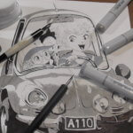 鳥山明 先生の車イラストをコピックを使って模写。コピックでモノクロイラストを描いてみる。動画あり