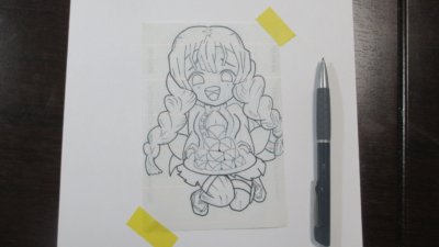 鬼滅の刃 ミニキャラ 甘露寺蜜璃 かんろじ みつり 塗り絵の練習に 塗り絵用の線画