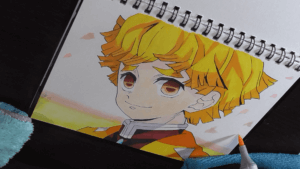 鬼滅の刃 イラスト 我妻善逸(あがつまぜんいつ)。春の善逸くんを描いてみました。顔と服の塗り方解説付き