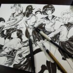 「かげきしょうじょ!!」ペン画イラスト描いてみた。カブラペン、丸ペン、「カケアミ」もどきについて解説。
