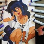 コピックで褐色肌(影)を塗るなら?コピックは何色(番号)?ムラにならない塗り方は?褐色アニメキャラ・ジャヒー様を描いてみた。