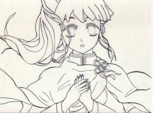 鬼滅の刃 栗花落カナヲ 塗り絵用の線画。コピックなどの色塗りの練習用などに。