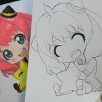 「スパイファミリー」ミニキャラ・アーニャの塗り絵。塗り絵の練習やなぞってアーニャの描き方の練習に!