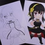 「スパイファミリー」ヨル・フォージャーのミニキャラ塗り絵(無料)。塗り絵の練習や描き方の練習に使える。