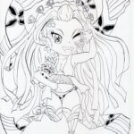鬼滅の刃 ミニキャラ堕姫(だき)の無料塗り絵。線画をなぞって堕姫の描き方、コピックや色鉛筆で色塗りの練習用に。