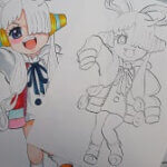 ワンピース・ウタのミニキャラ無料塗り絵。可愛いウタのミニキャラを塗ろう!描き方、色塗りの練習に使おう。