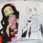 『鬼滅の刃』竈門禰豆子(かまどねずこ)無料塗り絵。色塗りの練習(コピック・色鉛筆)描き方の練習に!
