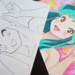 うる星やつら・ラムちゃん無料塗り絵用線画!色塗りの練習や塗り絵、ラムちゃんの顔の描き方の練習に!
