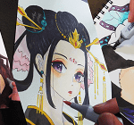 コピックで黒髪の塗り方。黒髪の影はどう塗る?髪のハイライトにおすすめのホワイトは・・?黒髪に使うコピックのおすすめ、塗り方は?