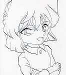 アニメ「名探偵コナン 」灰原哀の無料塗り絵。塗り絵や線画をなぞって描き方の練習に!コピックや色鉛筆で色塗りの練習にも使える便利な線画。