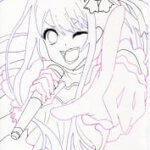 アニメ『【推しの子】』星野アイの無料塗り絵。線画をなぞって星野アイの描き方やコピック、色鉛筆での塗り絵や色塗りの練習用に。