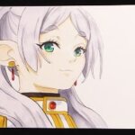 フリーレン(コピックイラスト)塗り方解説。白い白髪のような紫色の髪や目の塗り方、肌の影、使用したコピック番号を解説