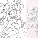 わんだふるぷりきゅあ!キュアワンダフルの無料塗り絵(線画)印刷、アイビスペイントで塗り絵、描き方の練習に活用できるよ!