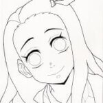 鬼滅の刃・禰豆子 (ねずこ)の無料塗り絵。印刷、ダウンロードしてコピックやアイビスペイントで楽しく塗り絵してみよう。