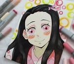 鬼滅の刃イラスト 禰津子(ねずこ)の塗り方。目や髪、ほほの赤み、ねずこの着物を塗るのに必要なコピック(番号)は?