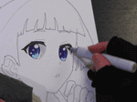 薬屋のひとりごとの猫猫の青い目の塗り方(コピック)。コピック番号や塗り方や塗る順番を解説。