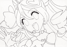 「キミとアイドルプリキュア」キュアアイドルの無料塗り絵。線画を印刷、ダウンロードしてアビスペイントなどで塗り絵できます。