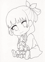 薬屋のひとりごと・猫猫（マオマオ）と壬氏（ジンシ）のミニキャラ塗り絵。印刷してダウロードしてアイビスペイントやコピックで塗り絵できる。線画をなぞって描き方の練習にも活用してみよう。