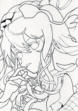 星街すいせいイラスト。すいちゃんの塗り絵用線画。印刷してコピックで塗り絵やダウンロードしてアビスペイントで塗り絵できます