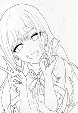 アニメ「着せ恋」喜多川 海夢（きたがわ まりん）の無料塗り絵。線画を活用して描き方や色塗りの練習に。