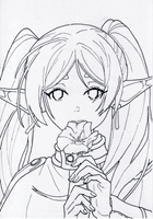 『葬送のフリーレン』フリーレンの無料塗り絵。印刷、ダウンロードしてアビスペイントで塗り絵もできます。