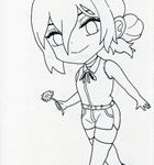 可愛い「レゼ」のミニキャラ塗り絵（無料）チェンソーマンイラスト。印刷、ダウンロードしてアビスペイントで塗り絵できる。