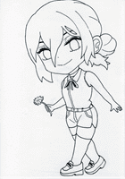 可愛い「レゼ」のミニキャラ塗り絵（無料）チェンソーマンイラスト。印刷、ダウンロードしてアビスペイントで塗り絵できる。