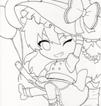 東方・霧雨 魔理沙（きりさめ まりさ）の塗り絵。印刷、ダウンロードしてアビスペイントやコピックで塗り絵できる。